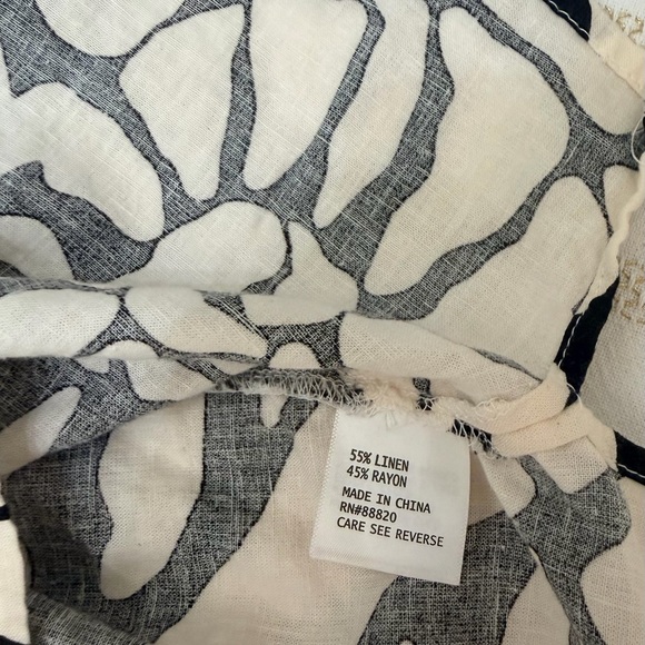 Rachel Zoe Linen Blend Puff Sleeve Blouse XL Abstract Print Boho Chic - Picture 9 of 10